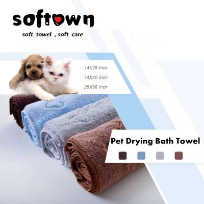 Thick plush quick dry antibacterial microfiber pets dog cat bath towel microfibre  drying towels